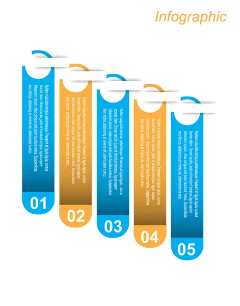 Modello Design Infografico Con Tag Cartacei Idea Visualizzare Classificare Statistiche — Vettoriale Stock