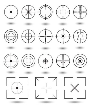 Crosshair icons set in vector. clipart
