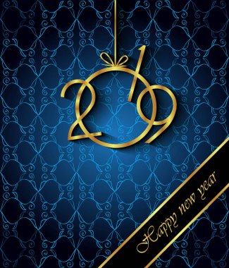 Davetiyeler, Festival afişleri, tebrik kartları için 2019 mutlu yeni yıl arka plan.