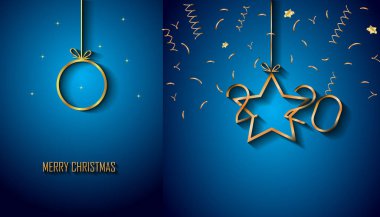 Sezonluk davetiyeleriniz, festival posterleri, tebrik kartlarınız için 2020 Mutlu Noeller arka plan.