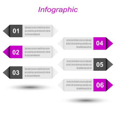 Web sitesi düzeni için soyut 6 adım bilgi veri arkaplanı şablonu.
