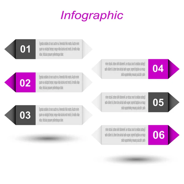 概要ウェブサイトレイアウトのための6つのステップインフォグラフィック背景テンプレート — ストックベクタ