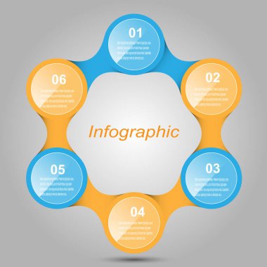 Soyut 6 basamaklı bilgi arkaplanı.