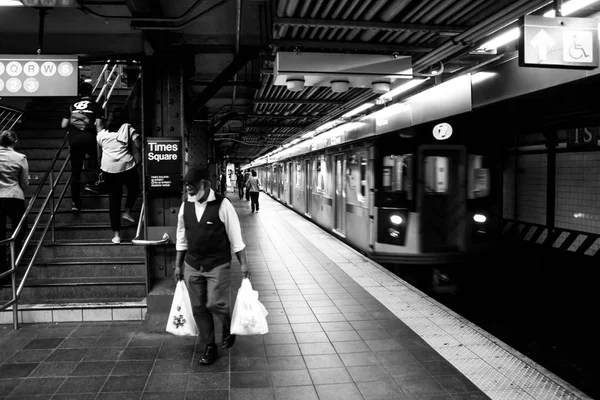 Een dag in het leven - New York City metro-stations Stockfoto