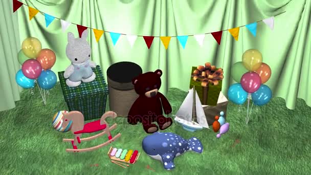 Alles Gute zum Geburtstag, 3D-Animation — Stockvideo
