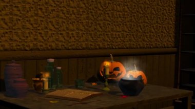 Cadılar Bayramı, büyü, lazımlık, pumpkins, mumlar, animasyon