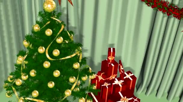 Fondo Año Nuevo Árbol Navidad Con Regalos — Vídeo de stock