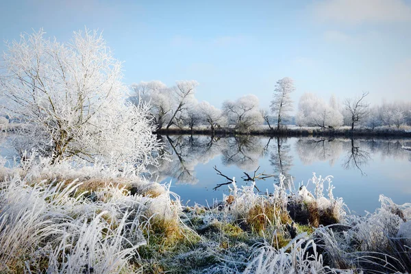 ハーフェル川 (Havelland、ドイツに霧氷の風景) — ストック写真