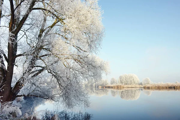 Rym frost krajobraz rzeki Havel (Brandenburgia - Niemcy) — Zdjęcie stockowe