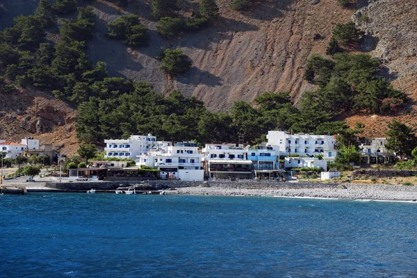 Panoramisch uitzicht Crete (Griekenland) bergen van Libische zee kant een — Stockfoto