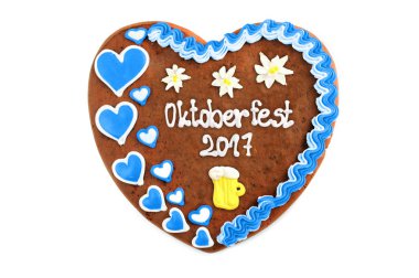 Oktoberfest Gingerbread kalp 2017 beyaz izole arka planda