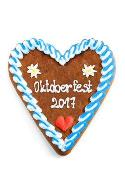 Oktoberfest Gingerbread kalp 2017 beyaz izole arka planda