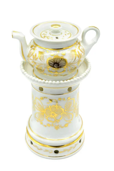 Antike biedermeierliche Teekanne aus Porzellan — Stockfoto