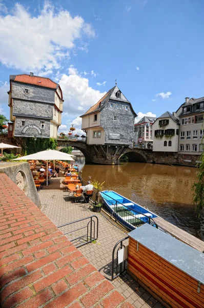 Panoráma Bad Kreuznach s domy historický most — Stock fotografie