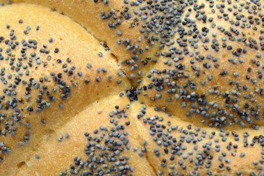 lezzetli haşhaş tohumu ekmek rulo yakın çekim tam çerçeve içinde