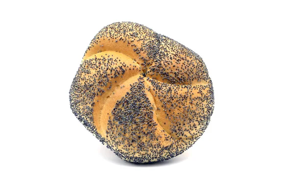 美味罂粟籽面包卷在白色隔绝的背景下 — 图库照片