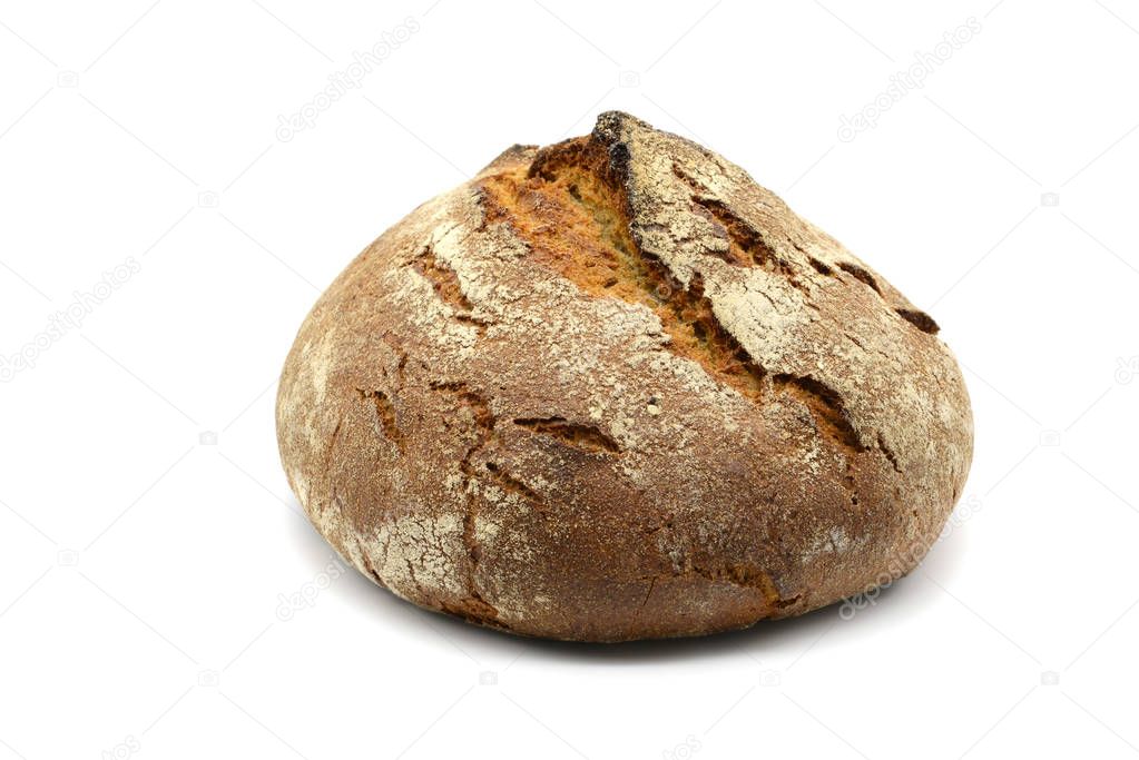 german dark bread on white isolated background