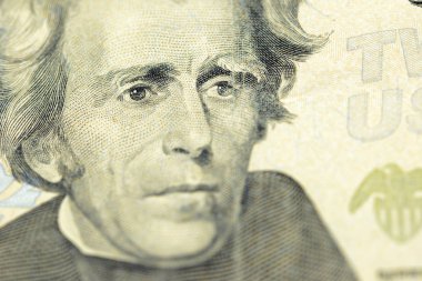 detail of twenty dollar us bank note.