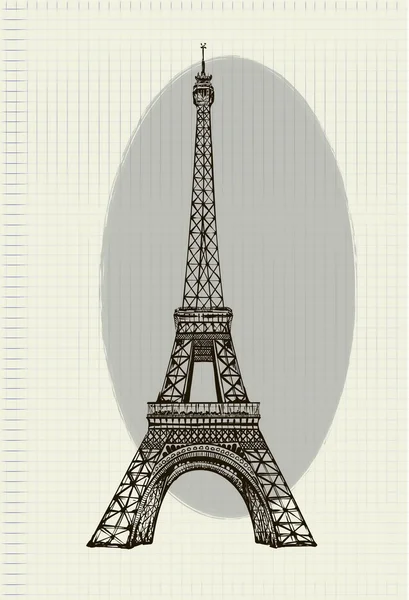 Eiffel Tower handwritten monochrome — Stock Vector