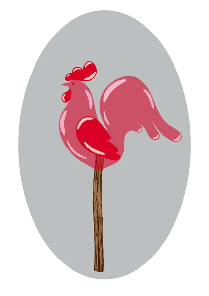 Disegno Cockerel caramelle su un bastone — Vettoriale Stock
