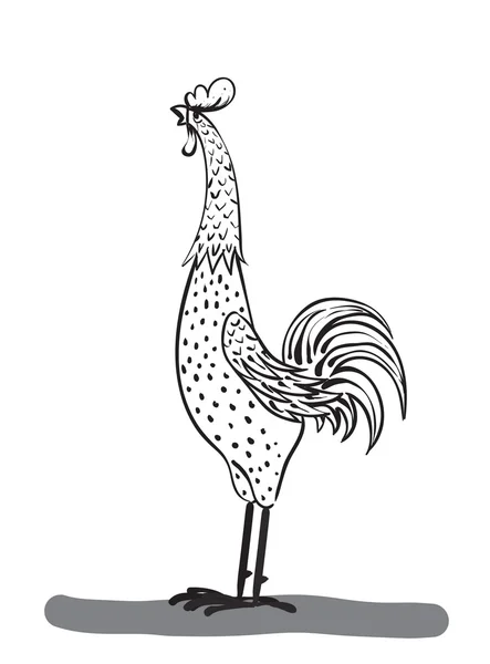 单色绘图手写小公鸡 — 图库矢量图片