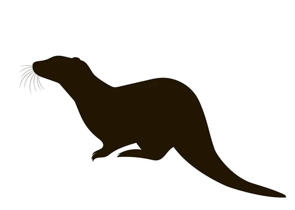 Silhouette of a sitting otter — Stock Vector