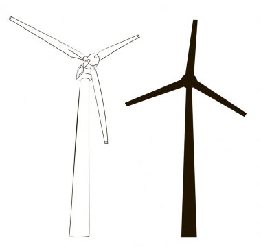 resimde yel değirmeni siluet ve anahat