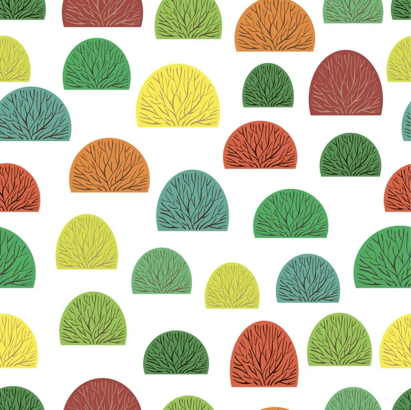 Buisson coloré sans couture et fond blanc — Image vectorielle