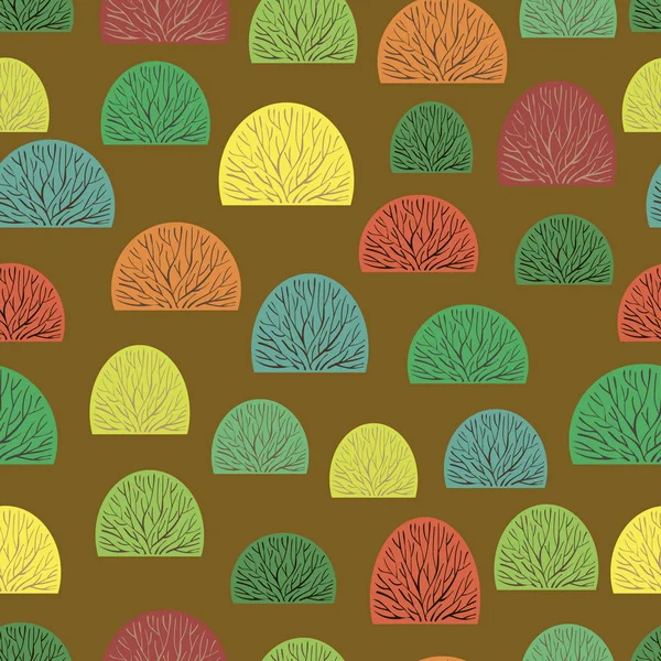 Buisson coloré sans couture et fond coloré — Image vectorielle
