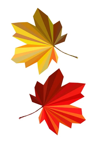 Çokgen resim sonbahar akçaağaç yaprağı iki — Stok Vektör