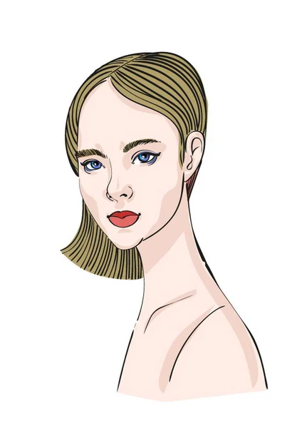 Cara de chica rubia — Vector de stock