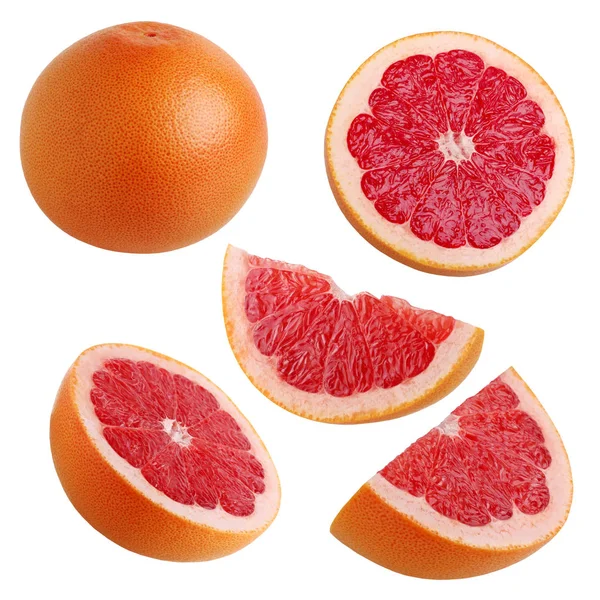 Ganze Grapefruit in Stücke schneiden, isolieren. — Stockfoto
