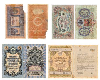 Rusya, Rybinsk. 21 Ekim 2015. Vintage Rus kağıt para
