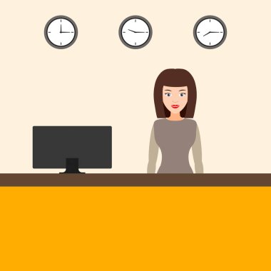 otel, vektör çizim resepsiyonda