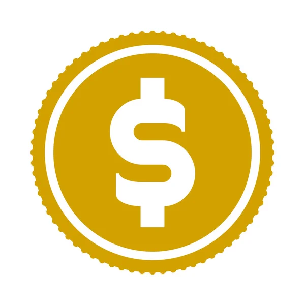 Munt-dollar. vector-pictogram. — Stockvector