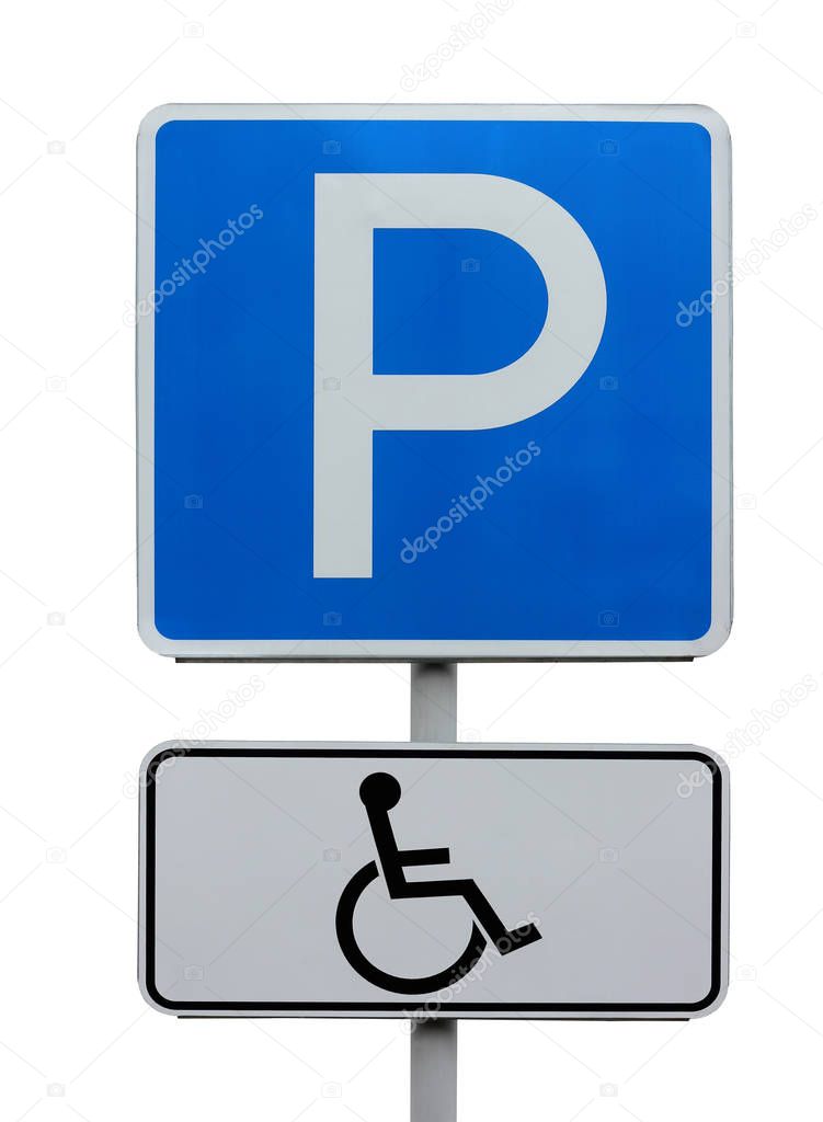 road sign Parking, place for the disabled. isolate.