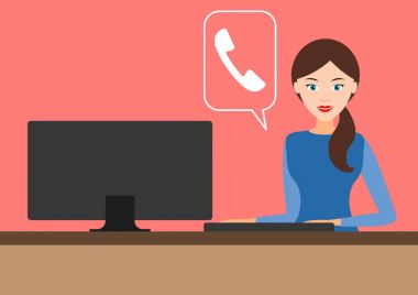 bilgisayarın arkasındaki kız. Internet araması. vektör