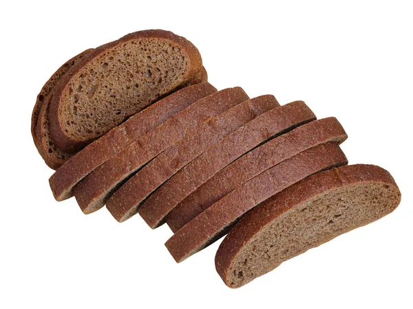 Kousky žitného chleba, izolované na bílém pozadí. — Stock fotografie