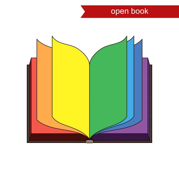 Libro abierto con páginas de colores. icono de vector . — Vector de stock