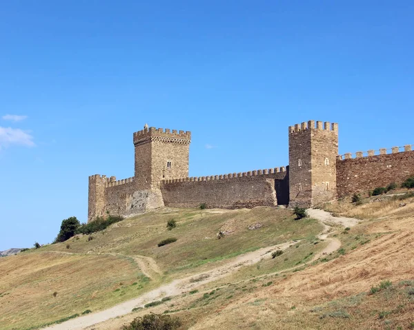 Tour de la forteresse médiévale sur la colline . Images De Stock Libres De Droits