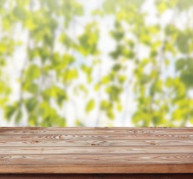 Ahşap masa üzerinde soyut üst arka plan bulanıklık