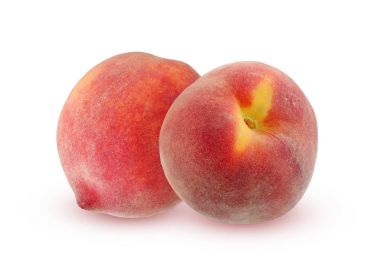 Gölge, beyaz arka plan üzerinde izole iki şeftali.