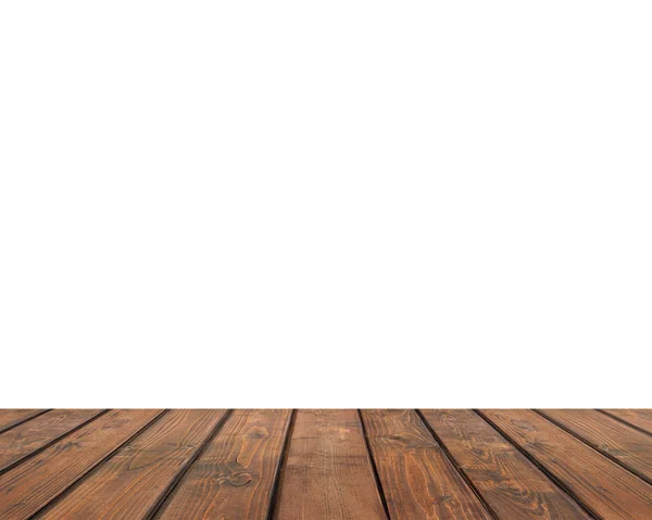 Tom träbord isolerad på en vit bakgrund. — Stockfoto