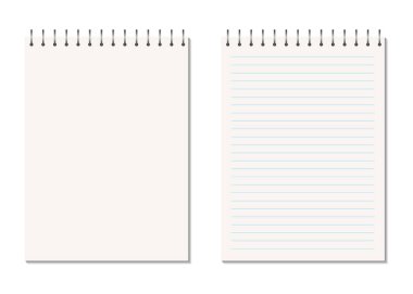 Vektör gerçekçi dikey boş defterini metalik sarmal ile. 