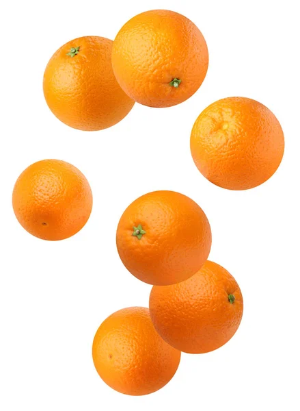 플 라 잉 오렌지 흰색 배경에 고립. — 스톡 사진