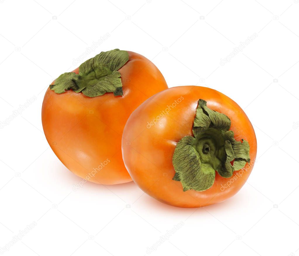 Ripe persimmon isolated on a white background. 