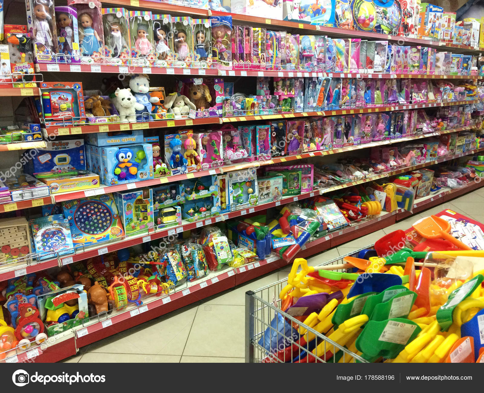 25 Dec 2017, Russia, Shelves with toys in the store