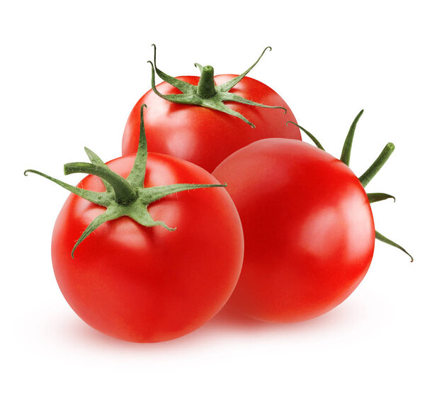 Ripe tomatoes isolated on white background