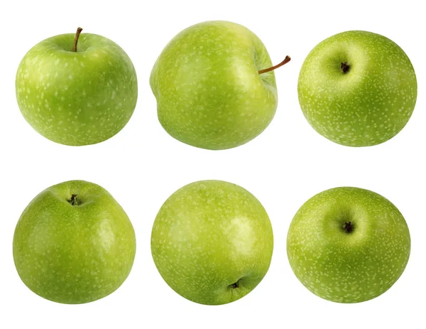 Коллекция зеленых яблок на белом фоне . — стоковое фото