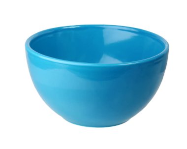 Beyaz arka plan üzerinde izole mavi seramik kase.